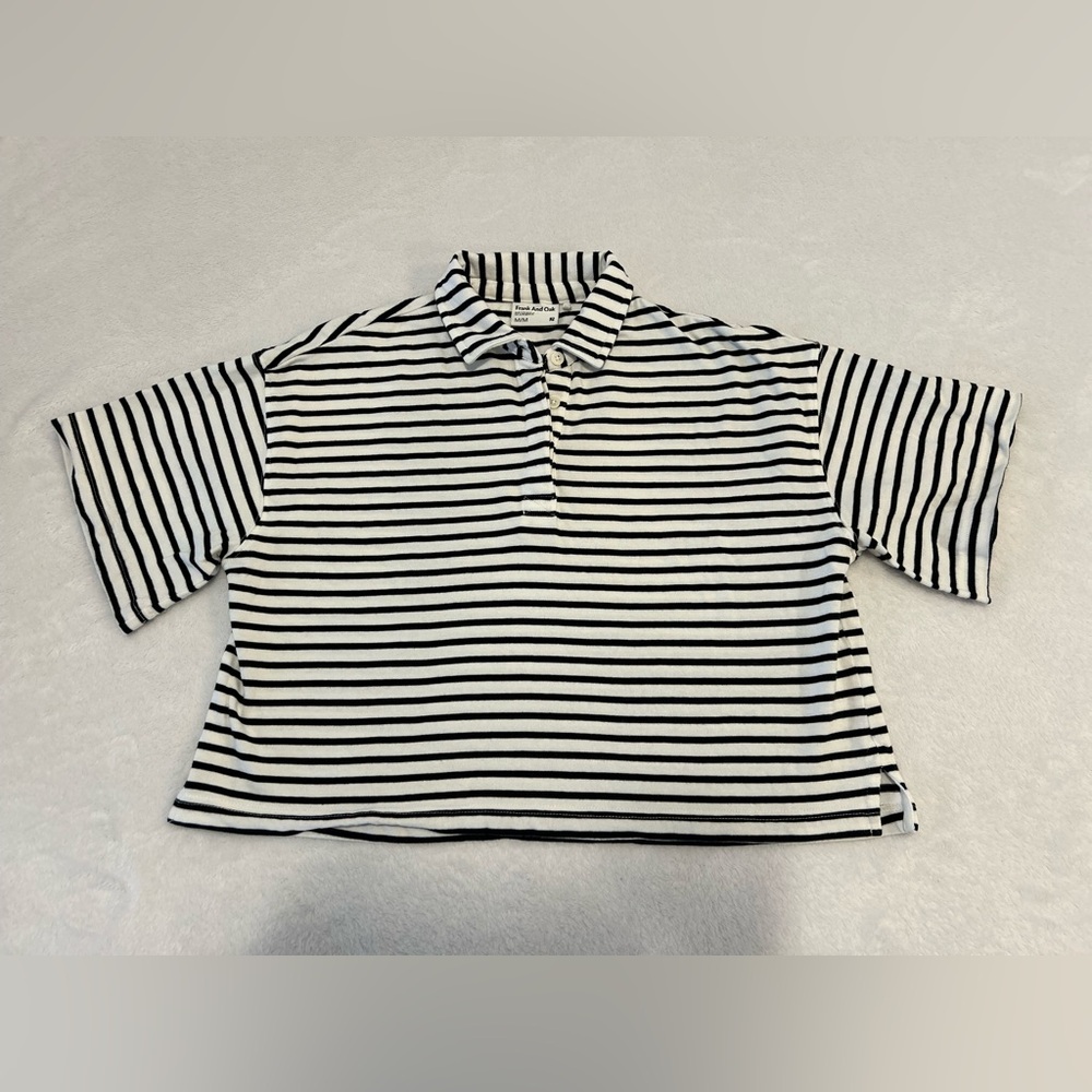 Frank & Oak Black and White Striped Button Down Shirt